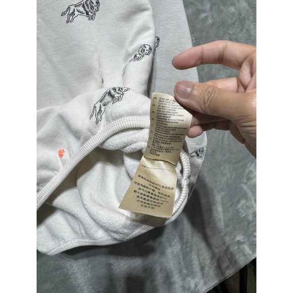 Scotch & Soda Buffalo Print Crewneck Sweatshirt Size M Off White Bison AB Logo - Picture 5 of 9